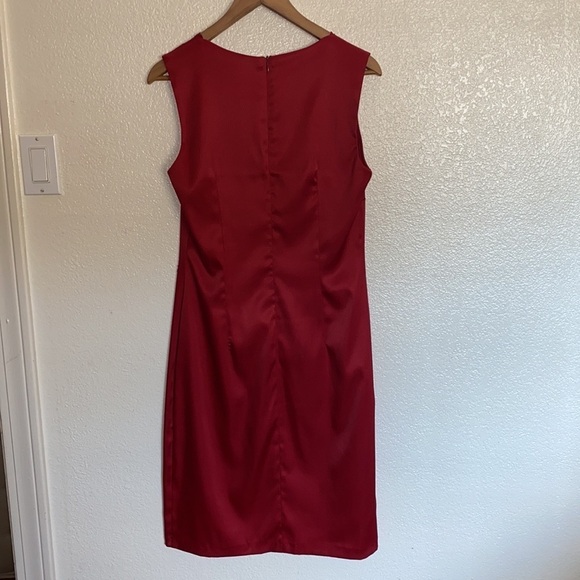 CDC Red Floral Midi Tank Sweetheart Neck Dress - Picture 5 of 9